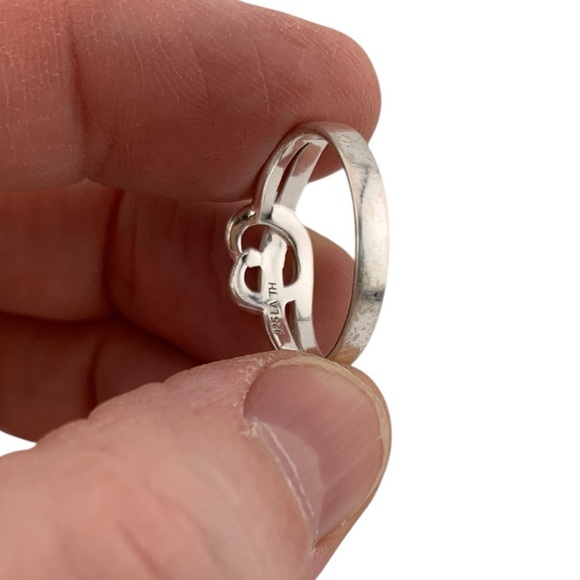 STERLING SILVER 925 LOVE KNOT HEART BAND RING SIZE 7.25 - Picture 4 of 10